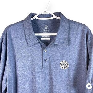 Swannies Polo Shirt Mens XL Blue Short Sleeve Polyester Stretch Moisture Wicking